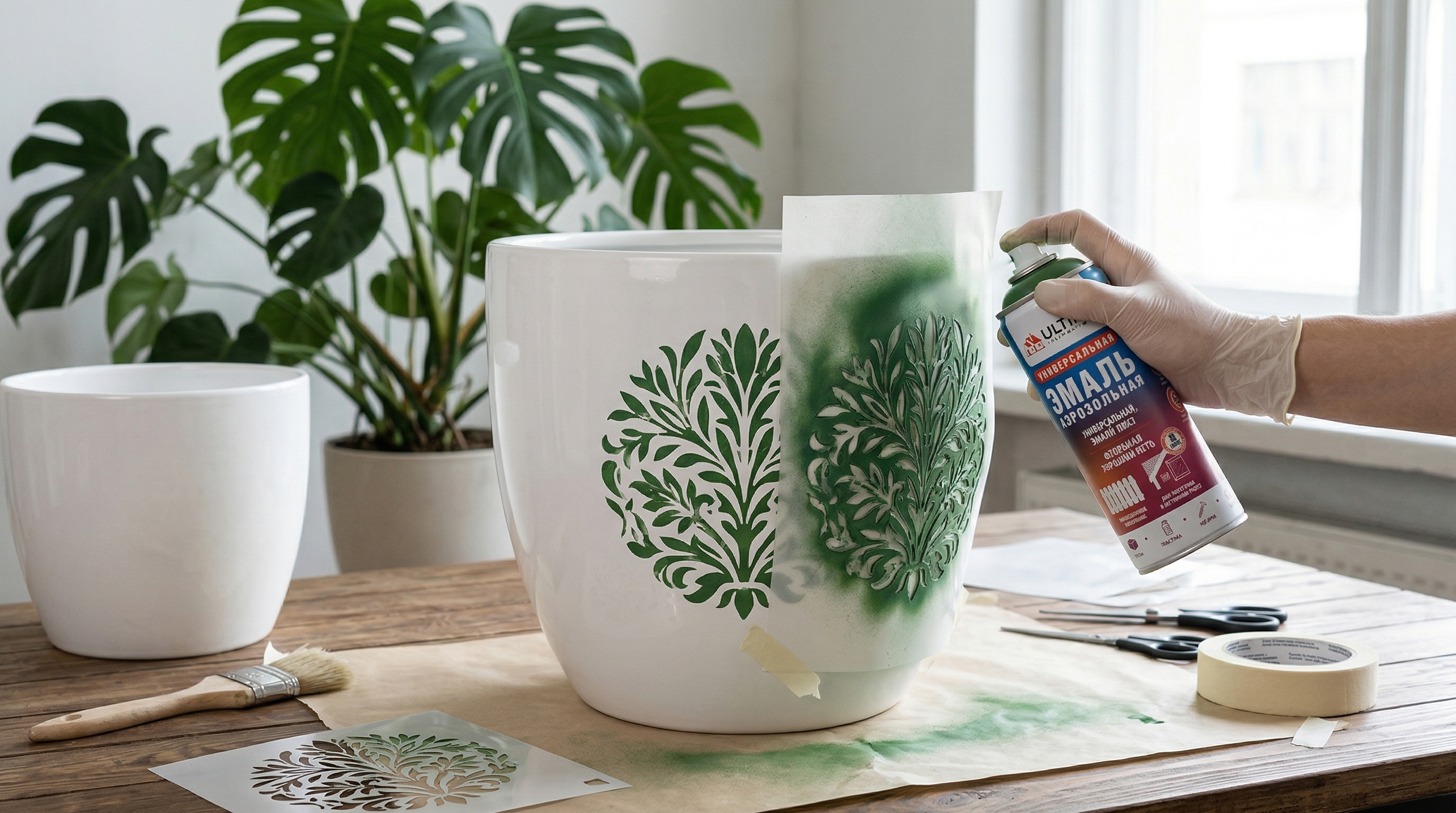 Горшки и кашпо, окрашенные аэрозольной краской