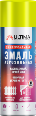 Краска аэрозольная ULTIMA, флуоресцентный жёлтый, 520 мл Краска аэрозольная ULTIMA, флуоресцентный жёлтый, 520 мл