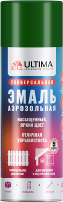 Краска аэрозольная ULTIMA, лиственно-зеленый, RAL 6002, 520 мл Краска аэрозольная ULTIMA, лиственно-зеленый, RAL 6002, 520 мл