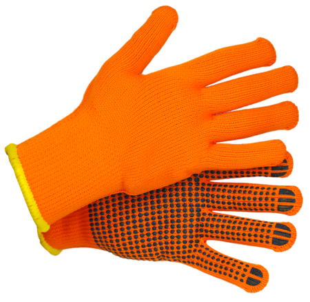 Перчатки BOXER из смесовой пряжи, утепленные акриловым флисом и с ПВХ точкой, BXR1934W