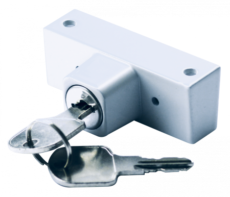 Замок блокировочный для пластиковых окон, с ключом, белый