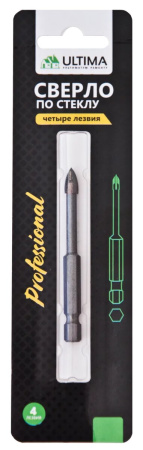Сверло 10 мм по кафелю Ultima, 4 реж. лезвия, 6-гранный хвост.