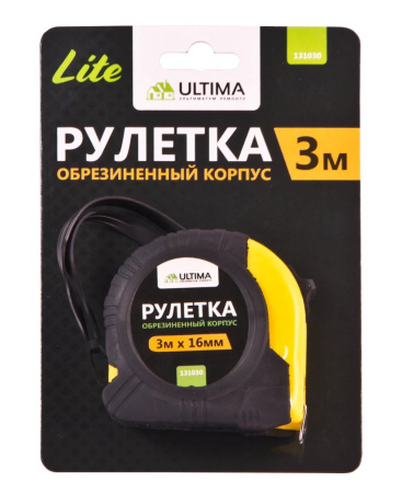Рулетка Ultima Lite, 3мх16мм, обрезиненный пластиковый корпус Рулетка Ultima Lite, 3мх16мм, обрезиненный пластиковый корпус