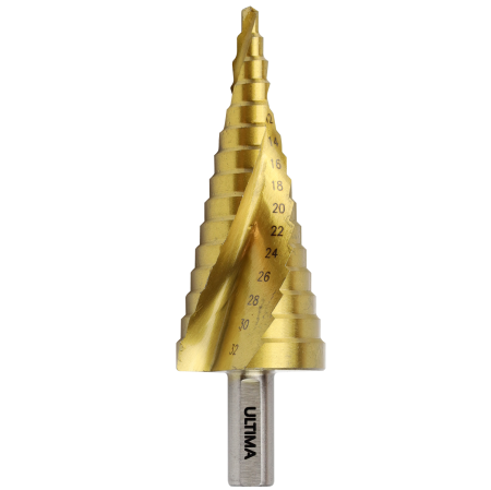 Сверло по металлу ступенчатое, Ultima, 4-32 мм, 15 ступеней, сталь P6M5