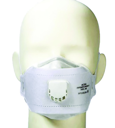 Полумаска фильтр ИСТОК PRO FFP2 с клапаном выдоха, трехпанельная